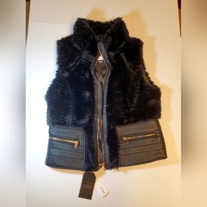 NWT Ci Sono Black Faux Fur Vest Size Large